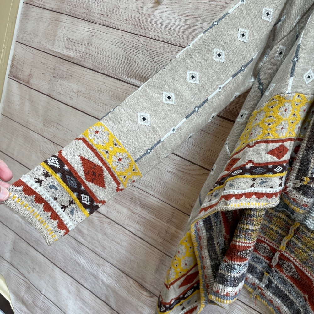 ANTHROPOLOGIE FREEWAY AZTEC PRINT OPEN FRONT SWEATER - Picture 4 of 7